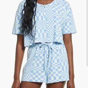BP Checkered PJ Shorts and Cropped T-Shirt Set